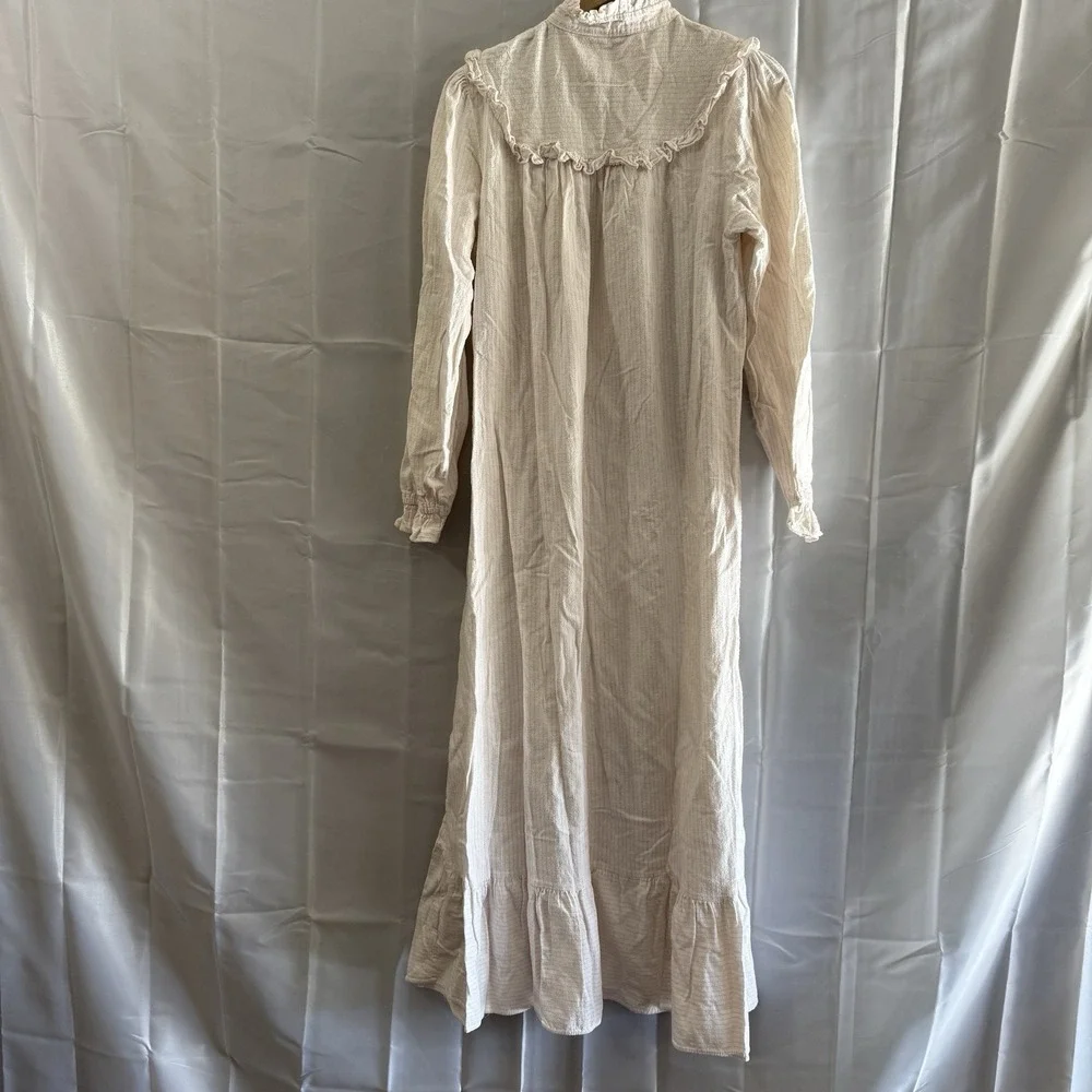 Vintage Grannycore M Nightgown Modest‎ Long Full Coverage White Pink